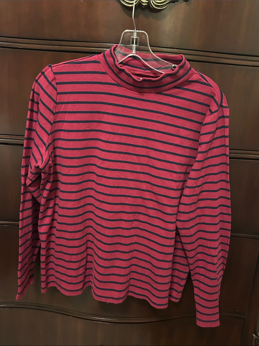 Kim Rogers Pink and Black Striped Long-Sleeve Turtleneck